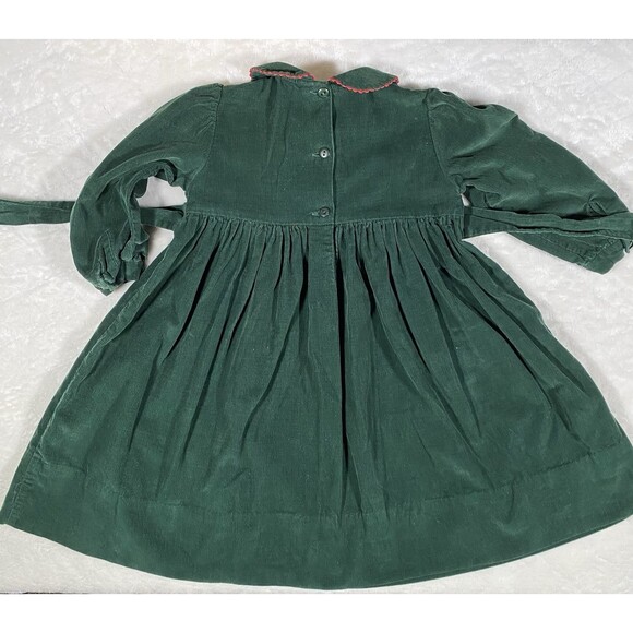 Karla Lacayo Pour Vive Le Fete Girls 18M Christmas Dress Santa Green Corduroy - Picture 5 of 10